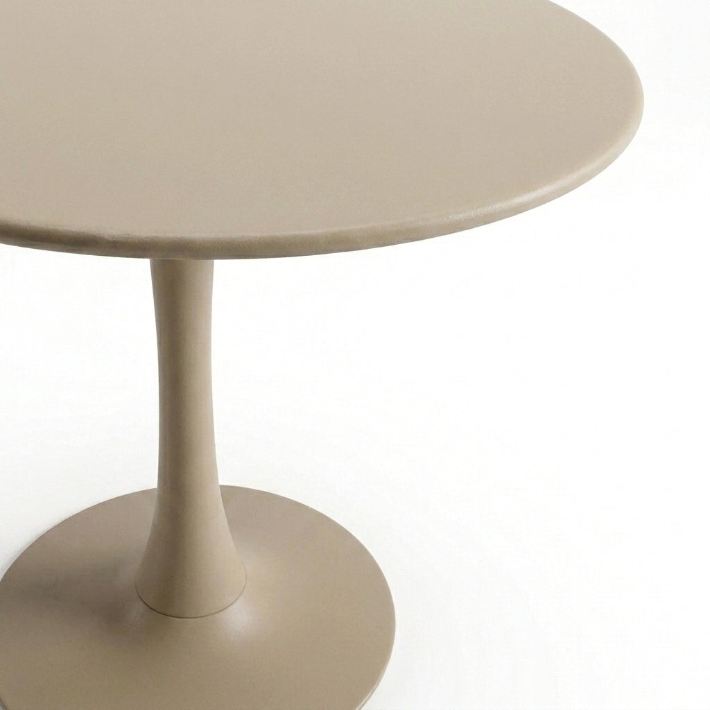 Stolik Ogrodowy Okrągły 70 cm Beżowy Metalowy Na Taras, Do Ogrodu, Kawiarni