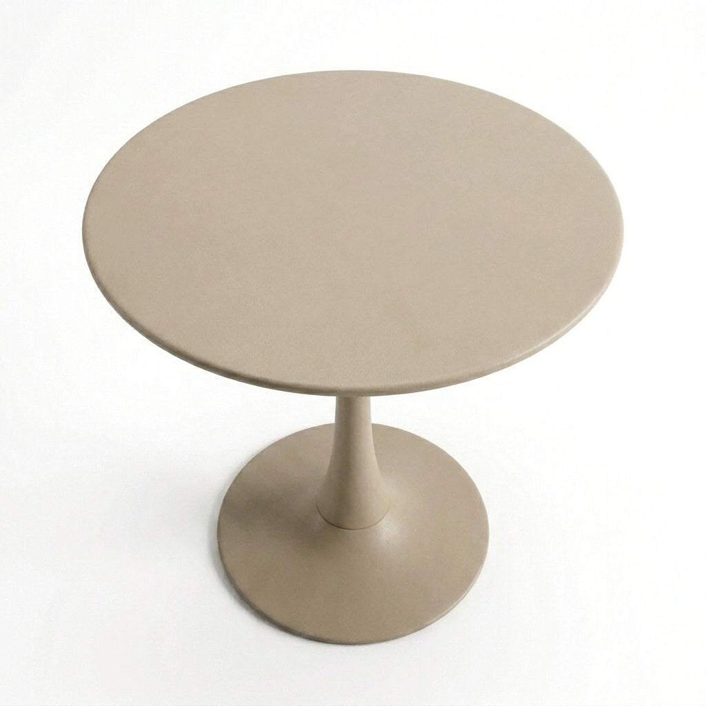 Stolik Ogrodowy Okrągły 70 cm Beżowy Metalowy Na Taras, Do Ogrodu, Kawiarni