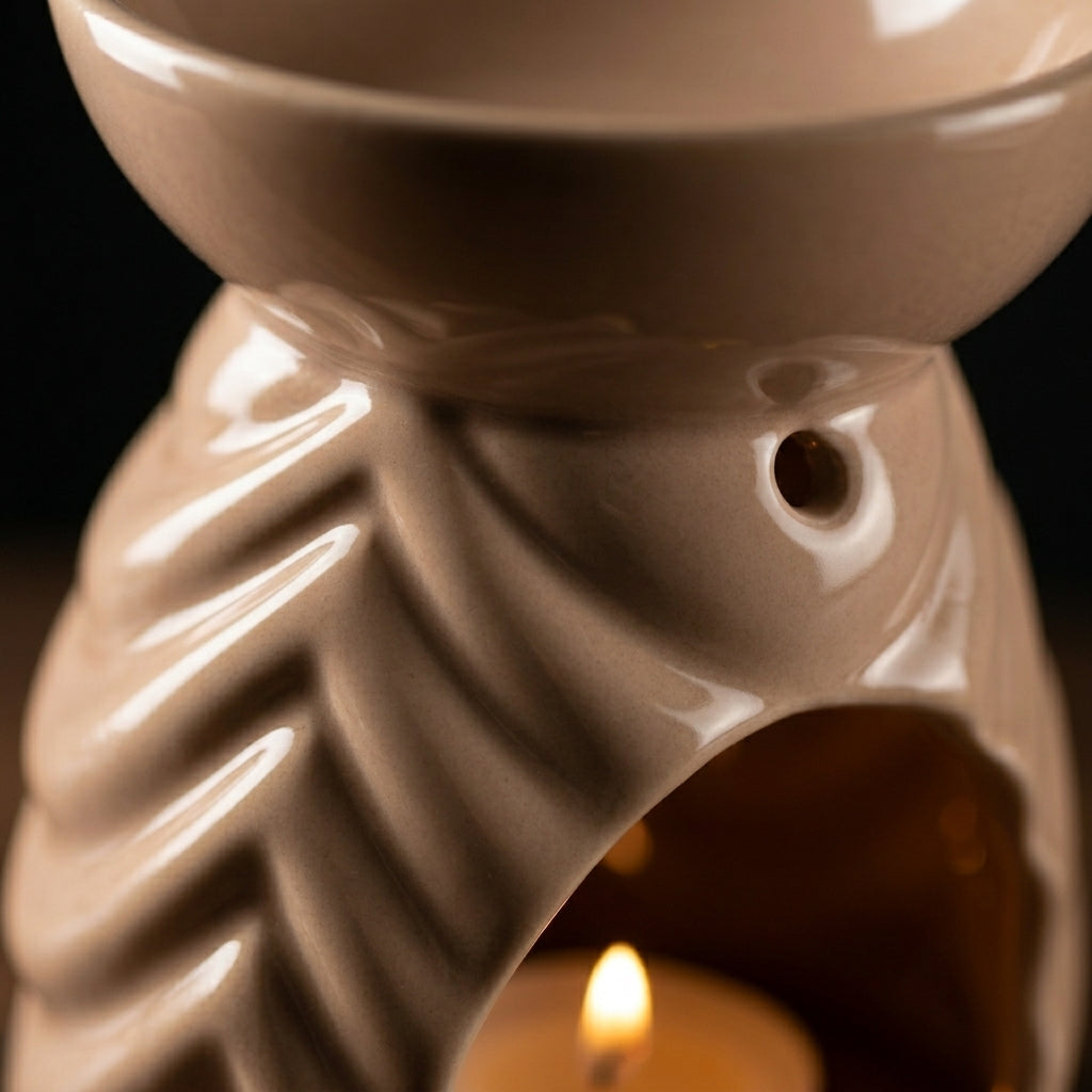 Kominek Ceramiczny Beżowy Podgrzewacz Zapachowy