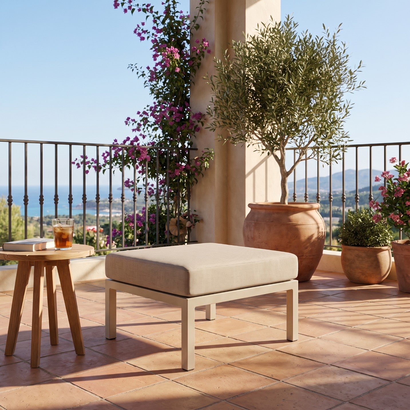 Pufa modułowa ogrodowa 70x70x44 cm siedzisko na taras i balkon premium