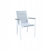 Krzesło Ogrodowe Aluminiowe Białe 56x65x88 cm Komfortowe Wytrzymałe Pianka