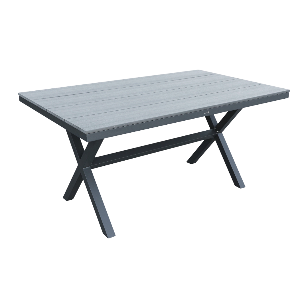 Stół ogrodowy aluminiowy antracyt 150x90x75 trwały blat kompozyt drewniany