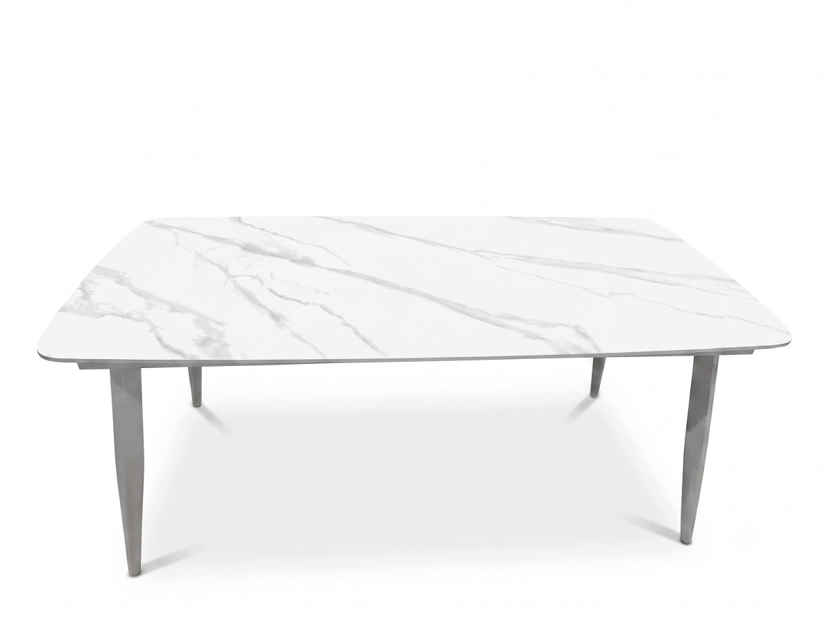 Stół Ogrodowy Aluminiowy Ceramiczny 180x90 cm Biały