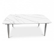 Stół Ogrodowy Aluminiowy Ceramiczny 180x90 cm Biały