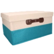 Organizer Tekstylny Turkusowy 49x38x29 cm Beżowy Pudełko z Pokrywą do domu