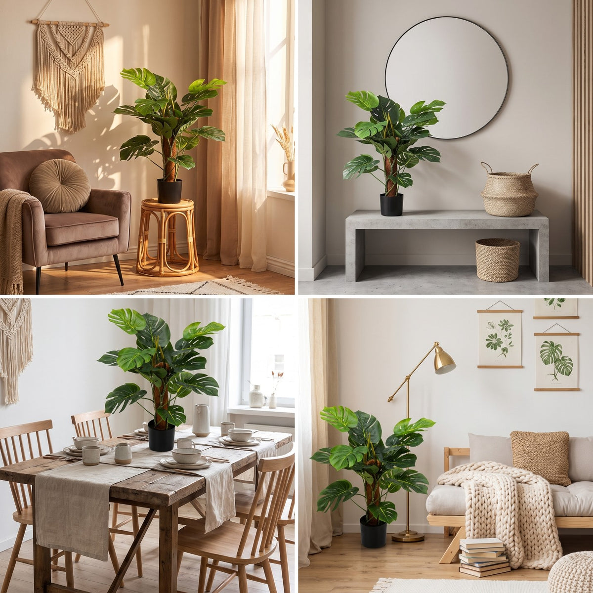 Sztuczna monstera w doniczce 70 cm zielona dekoracja do salonu i biura