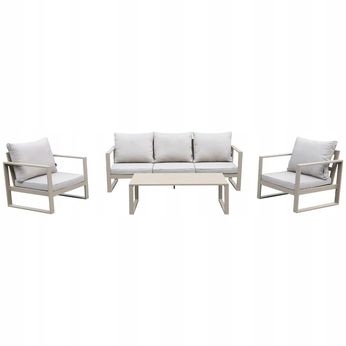 Beżowy zestaw mebli ogrodowych tarasowych 4 el. aluminiowych sofa, kanapa