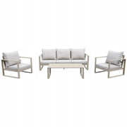 Beżowy zestaw mebli ogrodowych tarasowych 4 el. aluminiowych sofa, kanapa