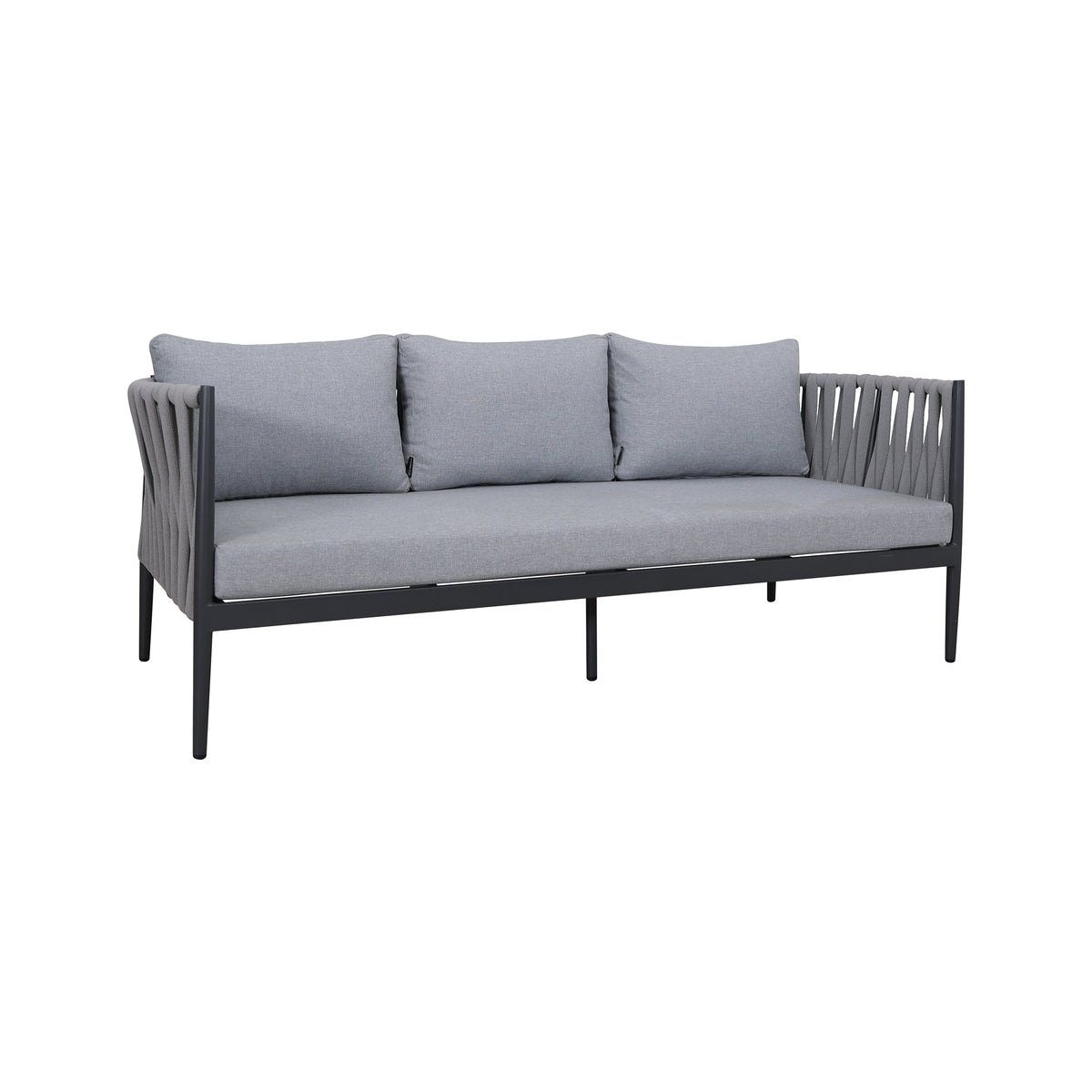 Zestaw Mebli Ogrodowych Aluminium Sofa 2x Fotel Stolik Szary