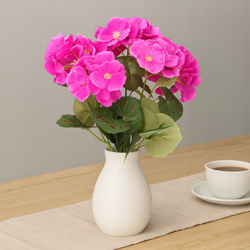 Pelargonia Sztuczna BUKIET 32 cm Realistyczna KWIAT DEKORACYJNY RÓŻOWY DUŻY