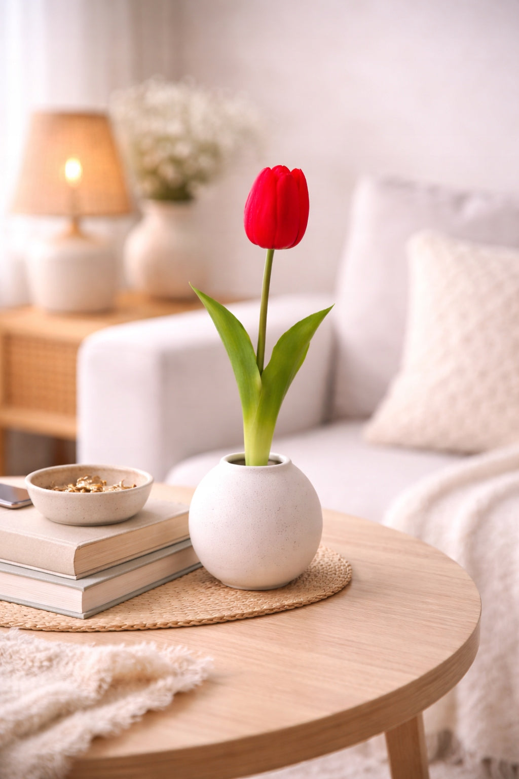 TULIPAN PIANKOWY POJEDYNCZY 42 CM WIOSENNA DEKORACJA WAZONU KOLOR CZERWONY
