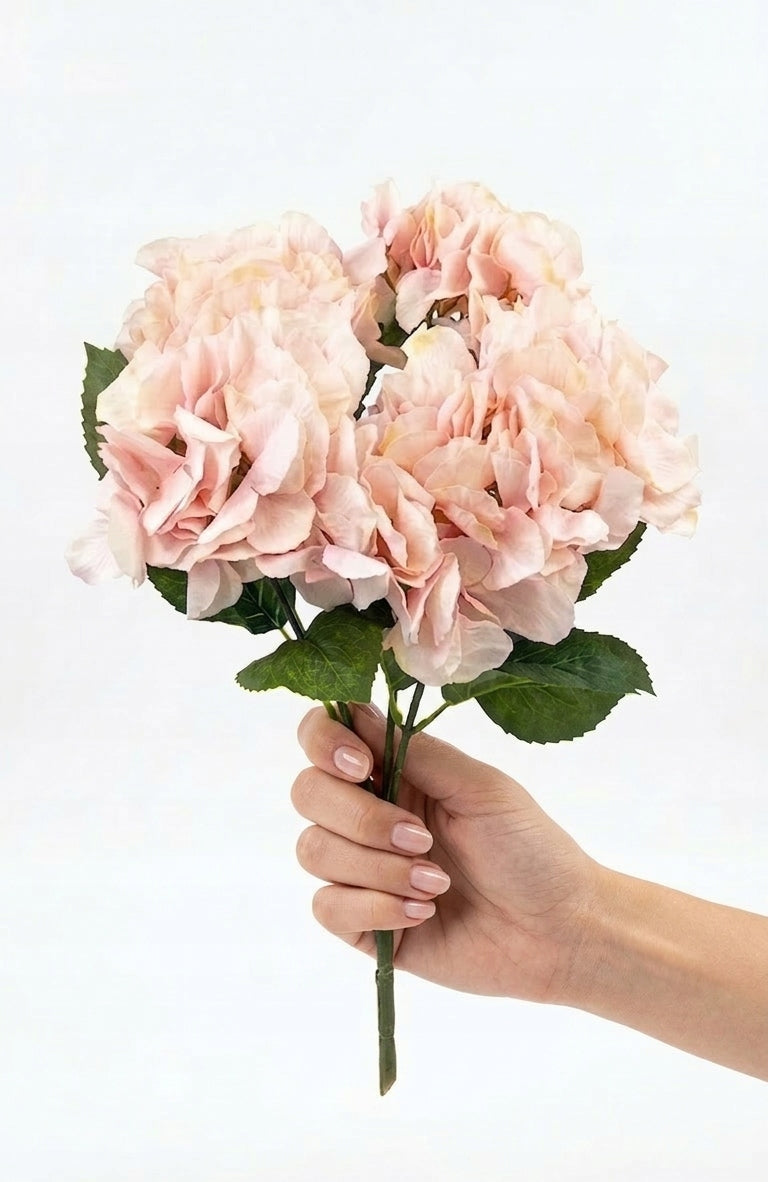 BUKIET SZTUCZNYCH HORTENSJI GĘSTY PIĘKNY SZTUCZNE KWIATY JAK ŻYWE 44CM