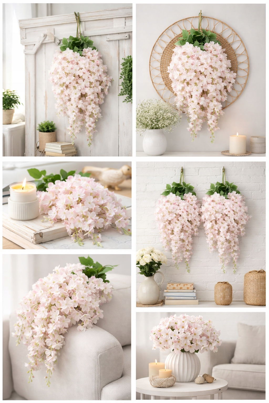 Wisteria Sztuczne Kwiaty Girlanda 65CM Kwiaty Wiszące Balkon Taras