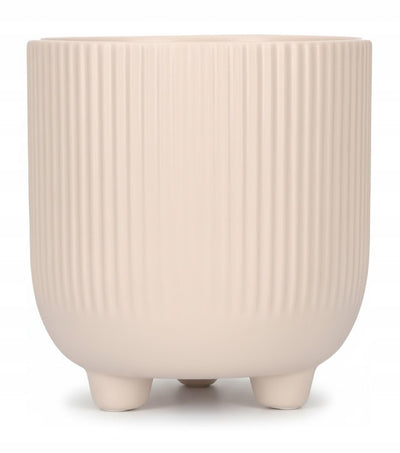 Doniczka Osłonka Beż 15 cm z Ceramiki na Trzech Nóżkach Designerska Donica