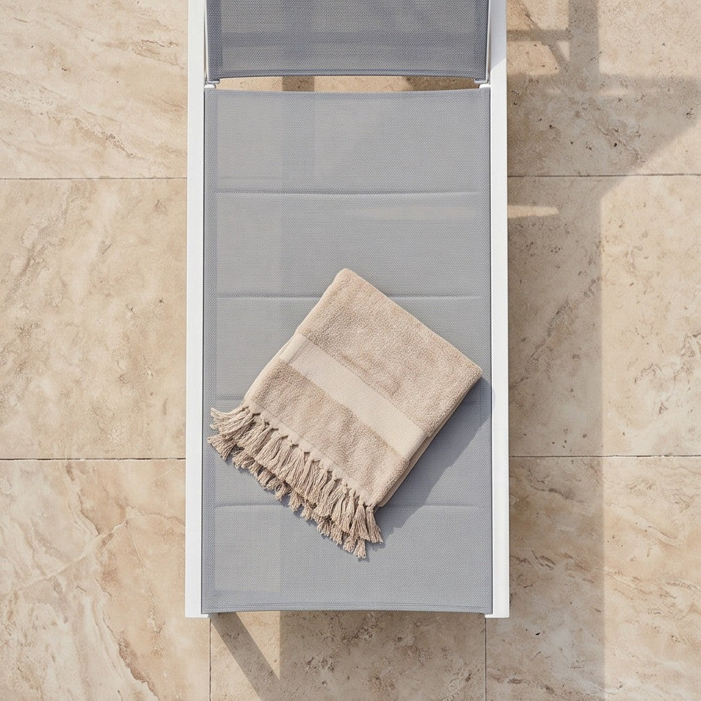 Leżak Ogrodowy Basenowy Biały Aluminium z Kółkami Leżanka  Taras 190x65x35