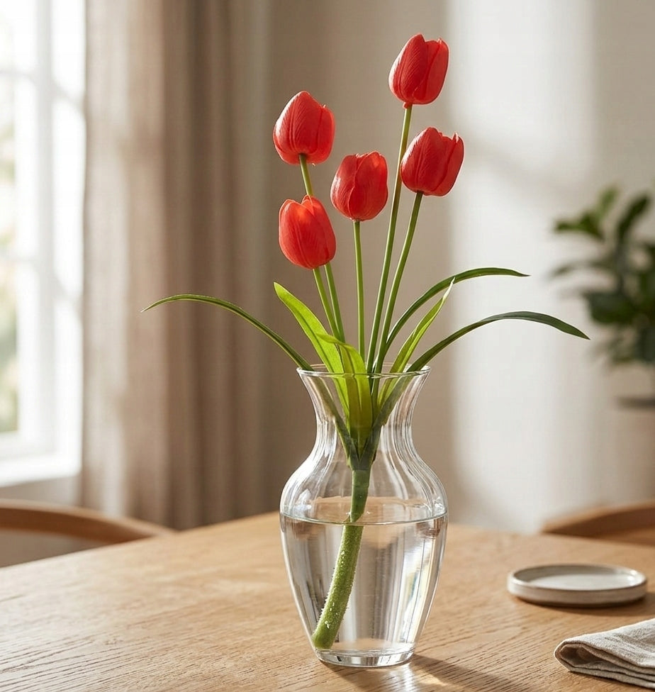 TULIPAN BUKIET TULIPANÓW SZTUCZNYCH PIANKOWYCH 53CM CZERWONY