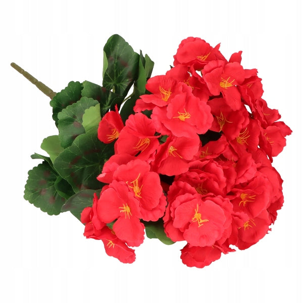 Sztuczna Pelargonia Czerwona Bukiet 7 Gałązek 37 cm Dekoracja Kwiat Ozdoba