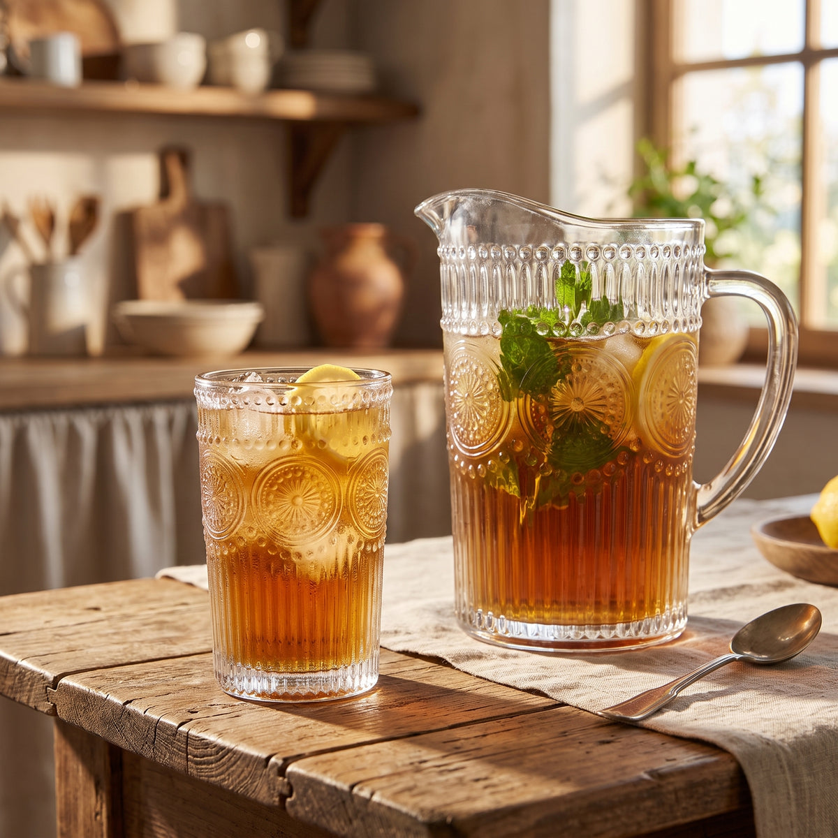 Szklanka 384 ml tłoczona przezroczysta Grube szkło vintage styl retro