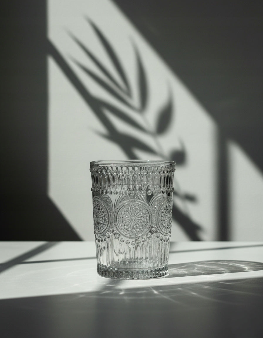 Szklanka 300 ml tłoczona przezroczysta Grube szkło vintage styl retro