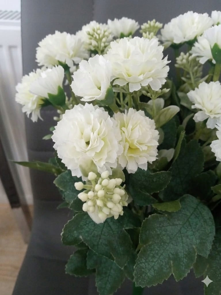 Kwiat Sztuczny Goździk Bukiet 45cm Biały Do Wazonu Salon Dekoracja Stołu