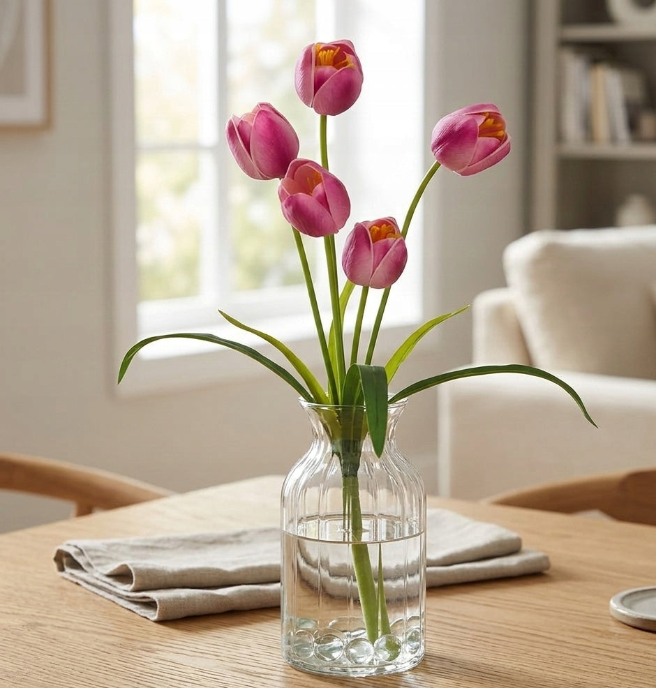 TULIPAN BUKIET TULIPANÓW SZTUCZNYCH PIANKOWYCH 53CM FIOLETOWY