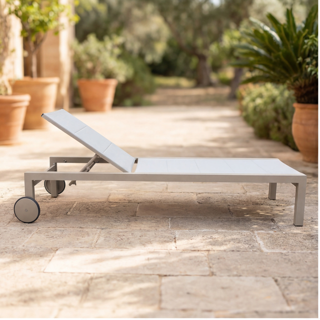 Leżak Ogrodowy Basenowy Aluminium z Kółkami Leżanka na Taras 190x65x35 cm