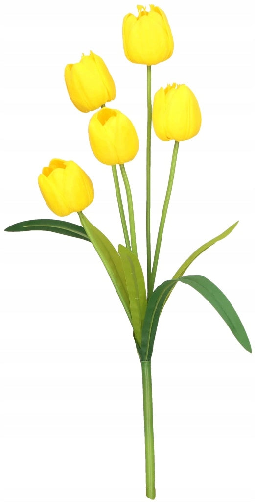 TULIPAN BUKIET TULIPANÓW SZTUCZNYCH PIANKOWYCH 53CM ŻÓŁTE TULIPANY