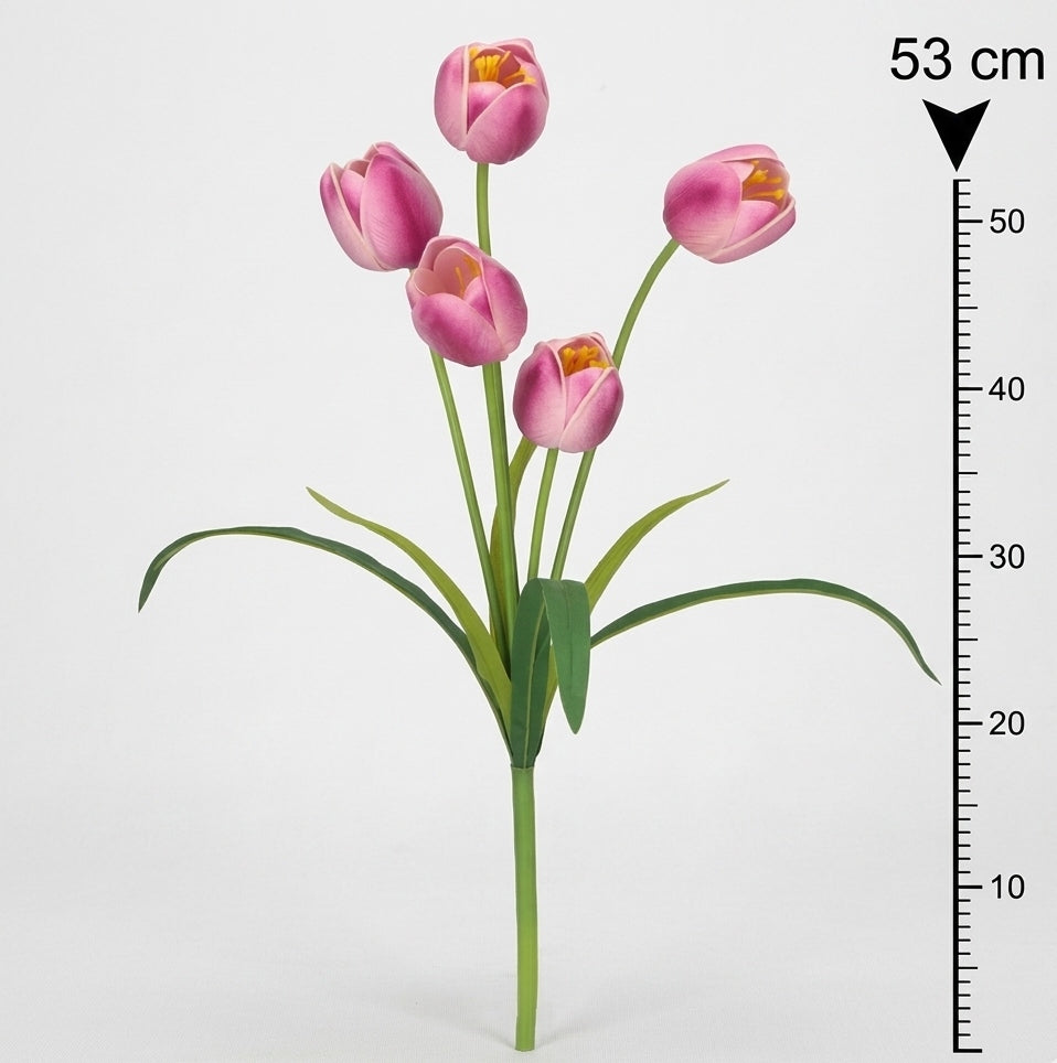 TULIPAN BUKIET TULIPANÓW SZTUCZNYCH PIANKOWYCH 53CM FIOLETOWY
