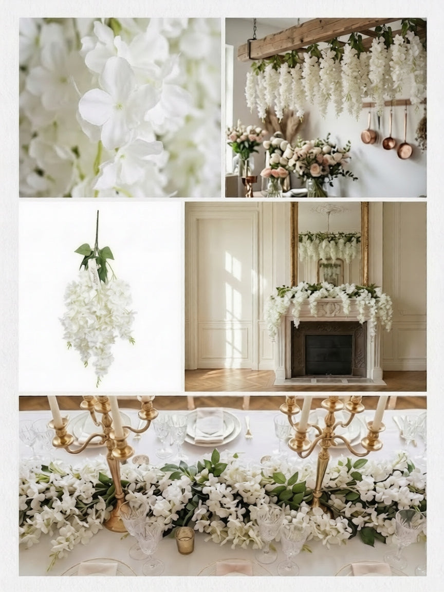 Wisteria Sztuczne Kwiaty Girlanda 65CM Kwiaty Wiszące Balkon Ślub KOMUNIA