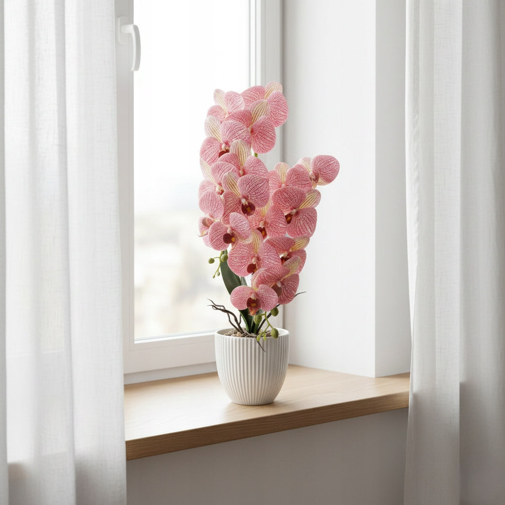 Storczyk w Doniczce Ciemny Różowy 58 cm Kwiat Sztuczny Orchidea Doniczkowy