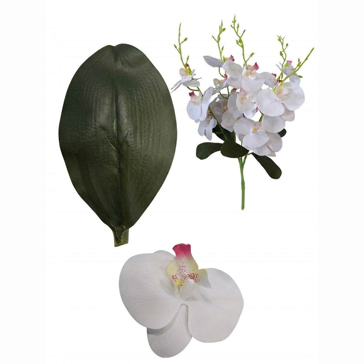 Storczyk Sztuczny Bukiet Biały Z Żółtym Środkiem 59cm Orchidea 5 Gałązek