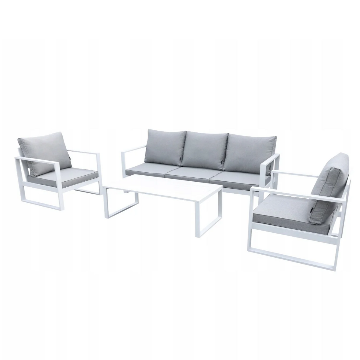 Zestaw mebli ogrodowych biały tarasowy 4 el. aluminiowych sofa, kanapa stół