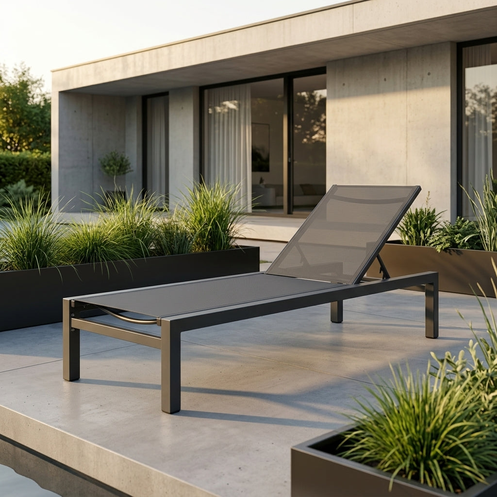 Leżak Ogrodowy Basenowy Aluminium na Taras 190x65x30 cm Grafit