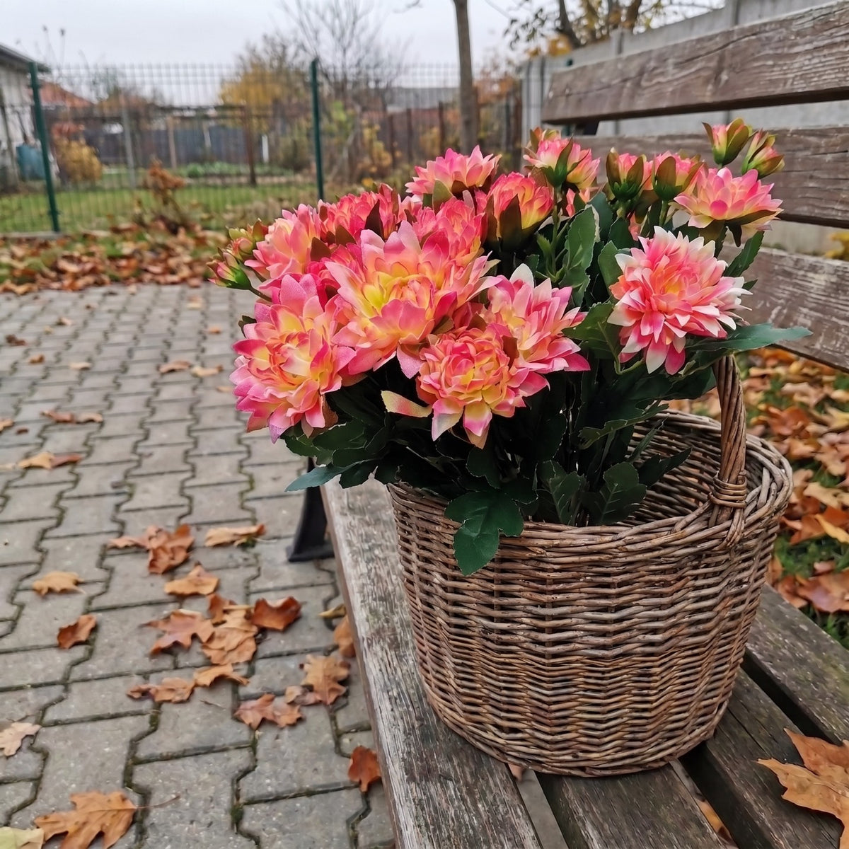 Sztuczna chryzantema różowa 40 cm bukiet