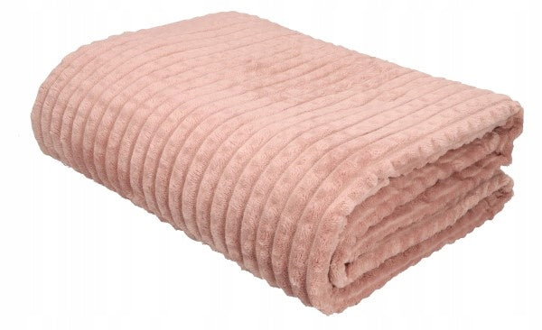 Koc 200x220cm Wytłaczany Pudrowy Róż Miękki Ciepły Narzuta na Łóżko Premium