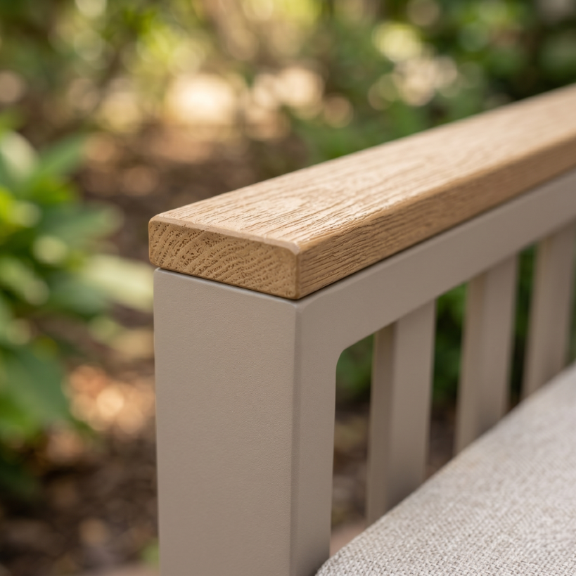 Zestaw Mebli Ogrodowych Sofa Stolik Fotel x2 Beżowy Drewnopodobny
