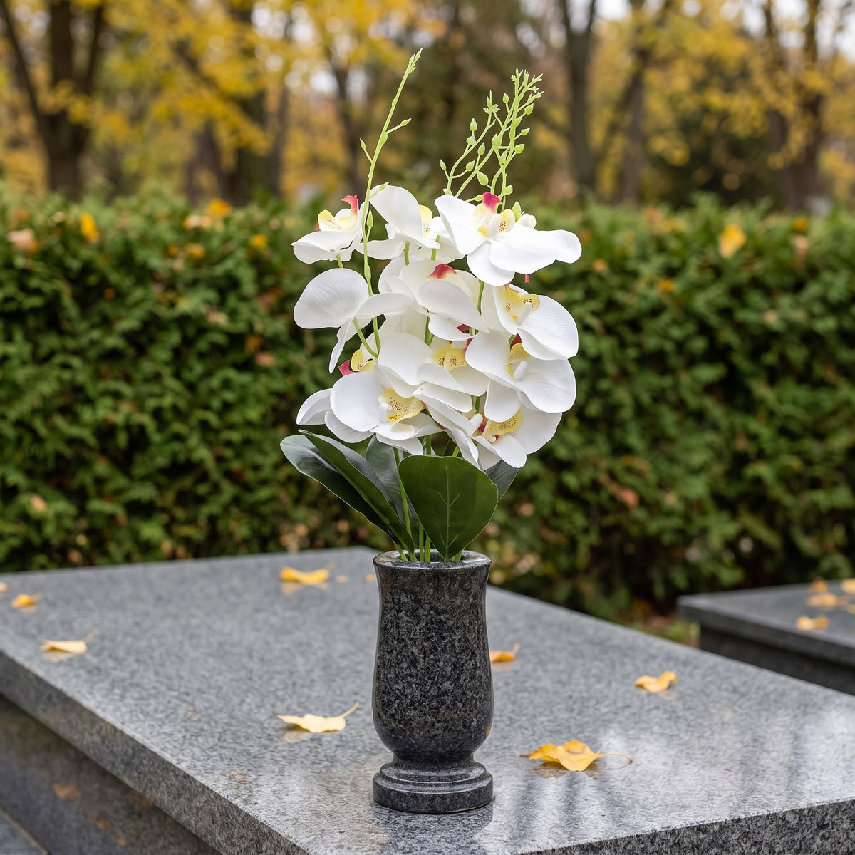 Storczyk Sztuczny Bukiet Biały Z Żółtym Środkiem 59cm Orchidea 5 Gałązek
