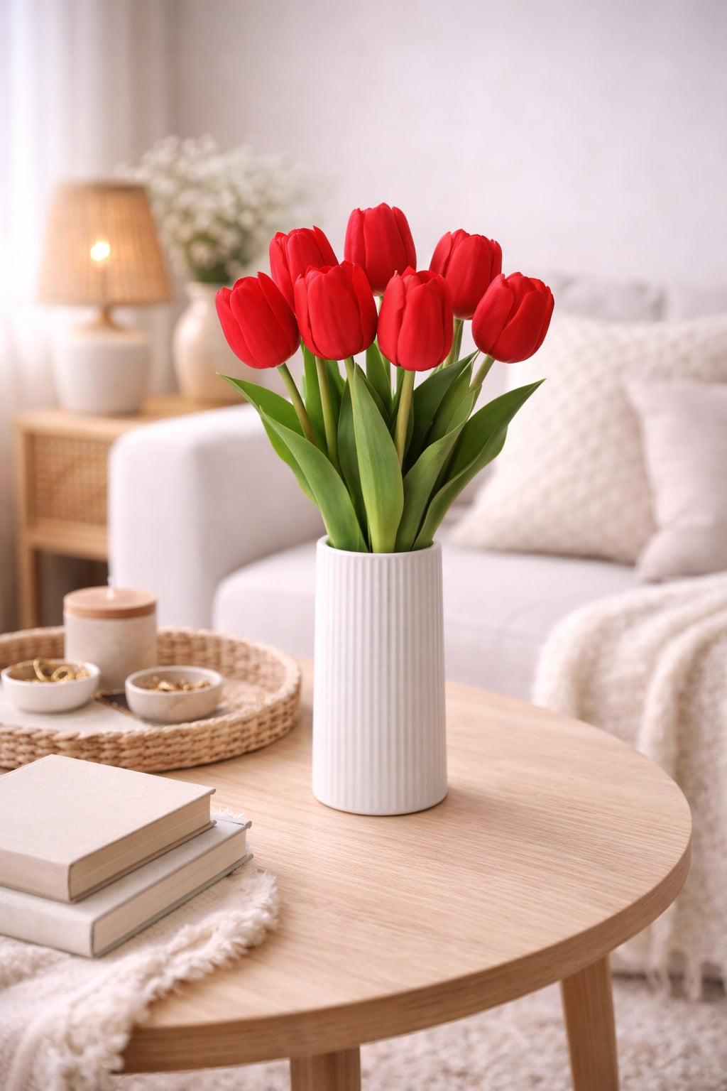 TULIPAN PIANKOWY POJEDYNCZY 42 CM WIOSENNA DEKORACJA WAZONU KOLOR CZERWONY