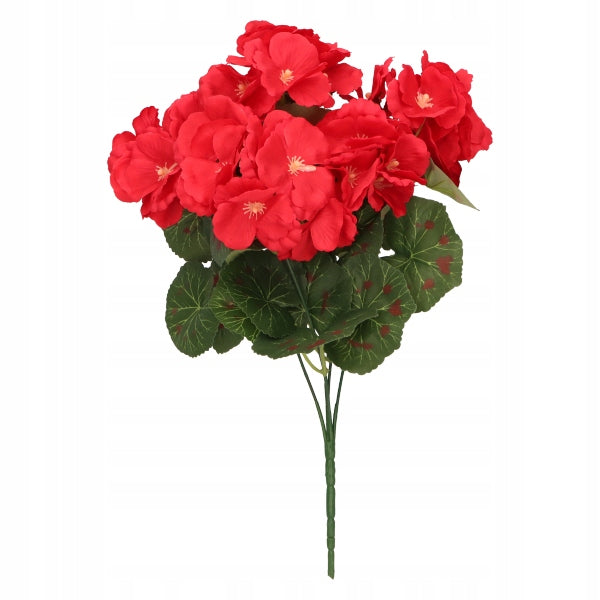 Pelargonia Sztuczna BUKIET 32 cm Realistyczna KWIAT DEKORACYJNY CZERWONY