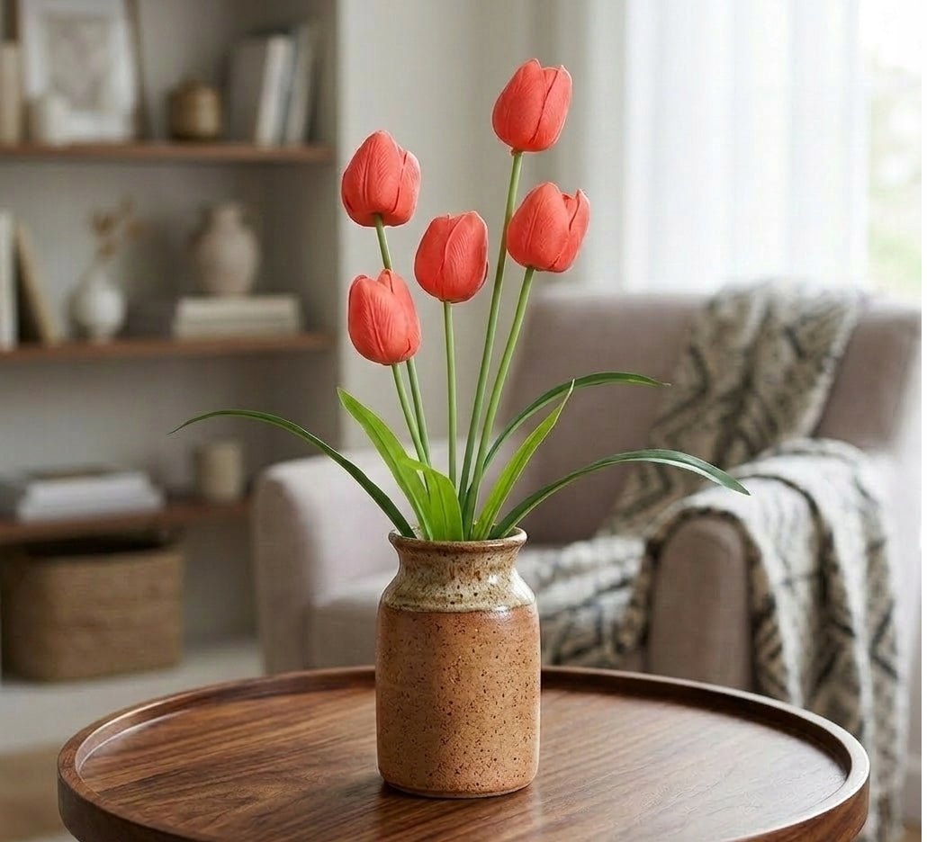 TULIPAN BUKIET TULIPANÓW SZTUCZNYCH PIANKOWYCH 53CM CZERWONY