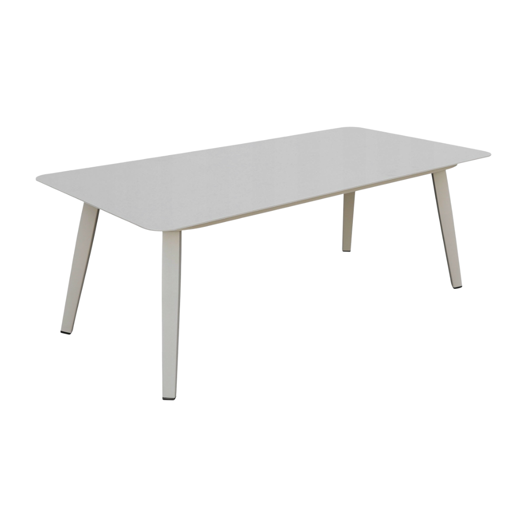 Stolik ogrodowy aluminiowy beżowy 120x60x43 cm lekki wytrzymały tarasowy