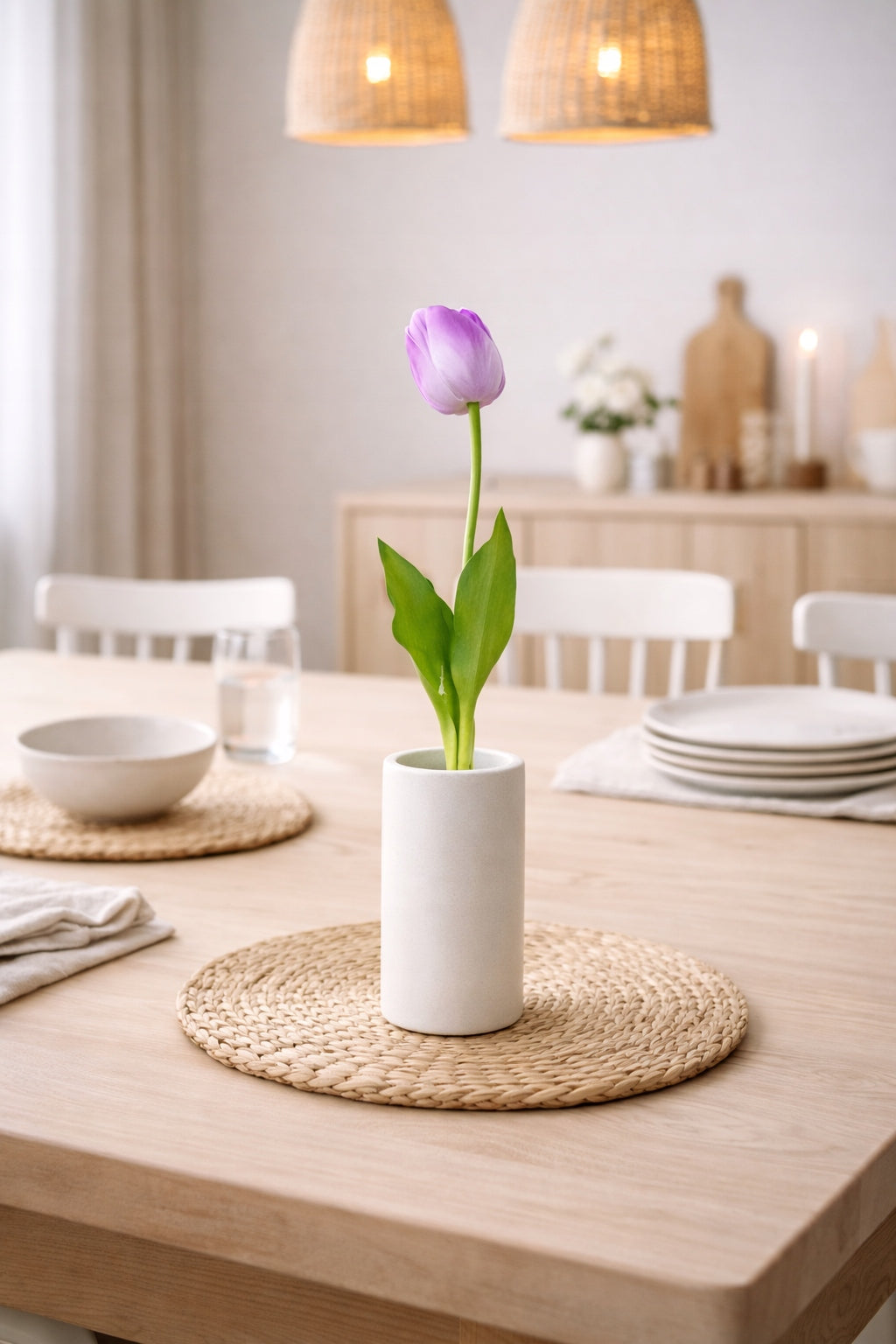 TULIPAN PIANKOWY POJEDYNCZY 42 CM WIOSENNA DEKORACJA WAZONU KOLOR FIOLETOWY