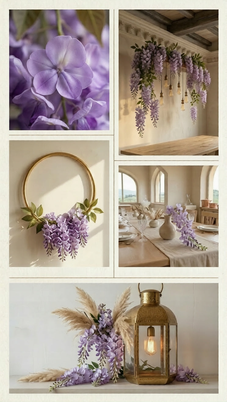 Wisteria Sztuczne Kwiaty Girlanda 65CM Kwiaty Wiszące Balkon