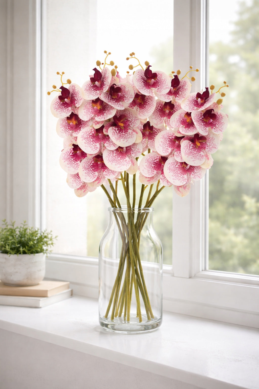 KWIAT SZTUCZNY STORCZYK 92 CM POJEDYNCZA GAŁĄZKA ORCHIDEA DUŻE KWIATY