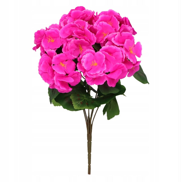 Sztuczna Pelargonia Różowa Bukiet 7 Gałązek 37 cm Realistyczna Ozdoba Kwiat