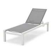 Leżak Ogrodowy Basenowy Aluminium Leżanka na Taras 190x65x30 cm Biały Szary