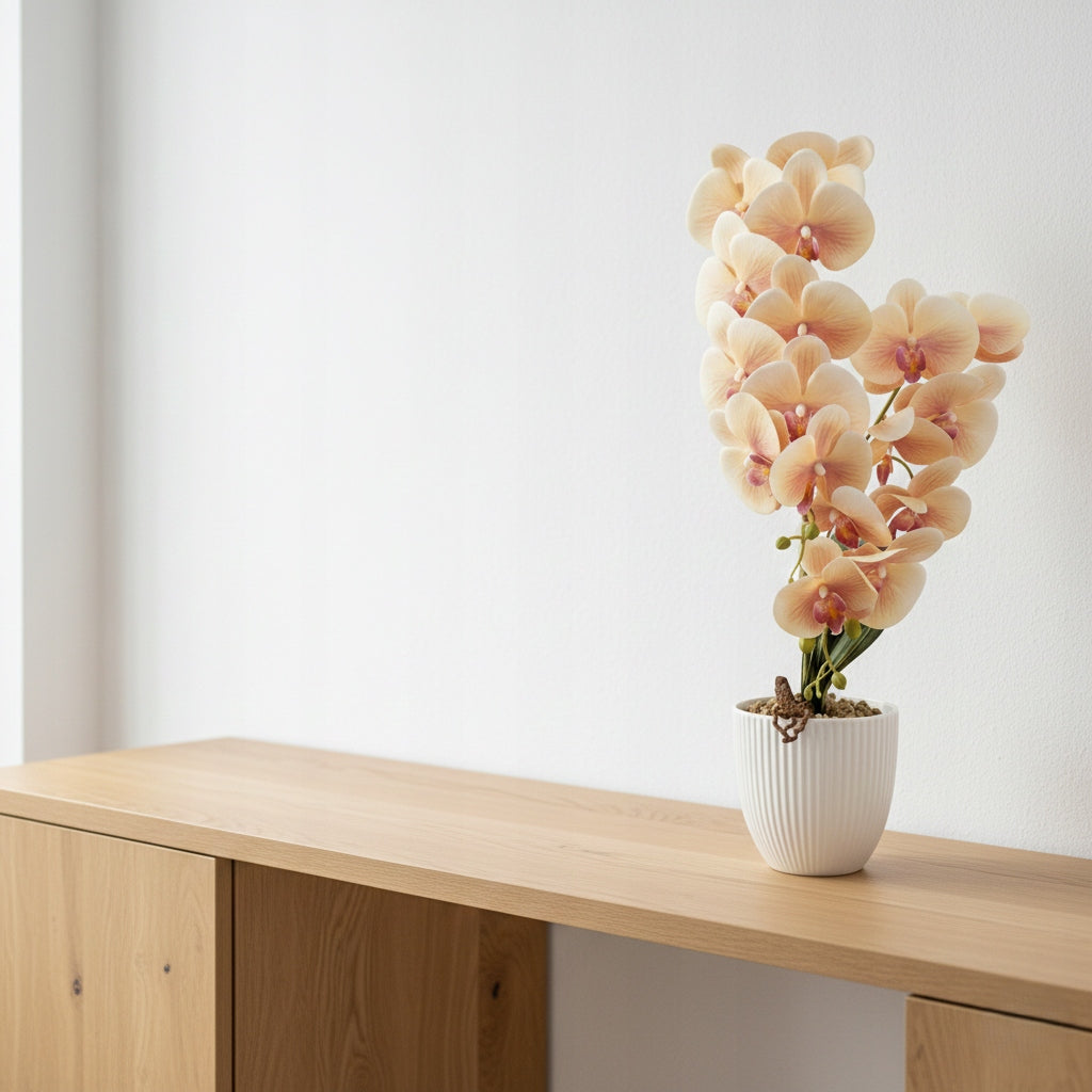 Storczyk w Doniczce Żółty 58 cm Orchidea Kwiat Sztuczny Doniczkowy Ozdobny