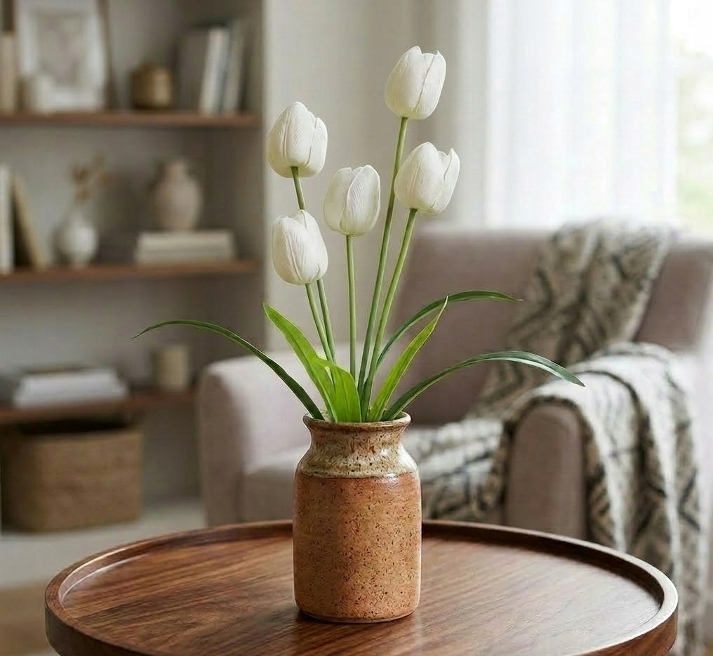TULIPAN BUKIET TULIPANÓW SZTUCZNYCH PIANKOWYCH 53cm KOLOR BIAŁY