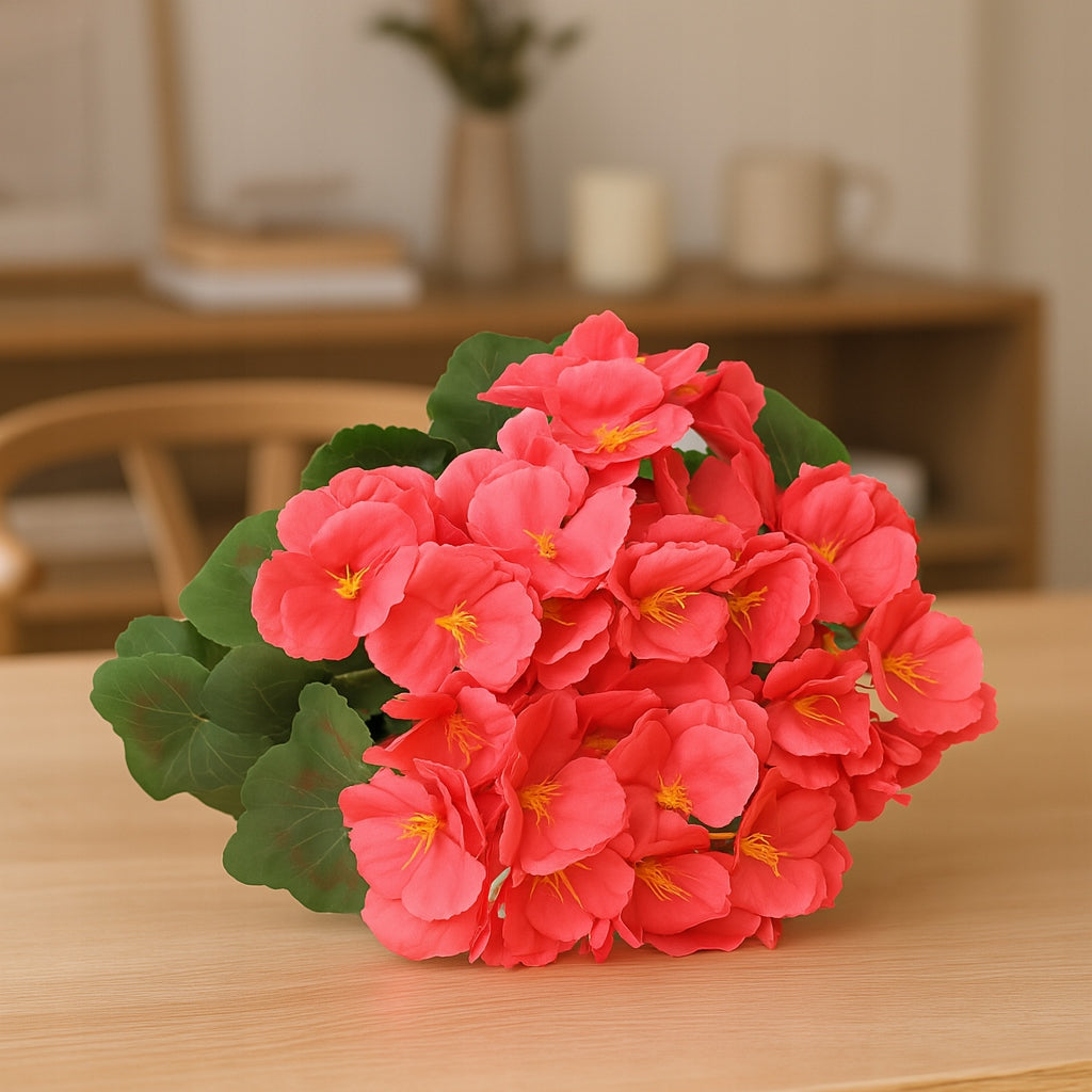 Sztuczna Pelargonia Malinowa Bukiet 7 Gałązek 37 cm Realistyczna Ozdoba