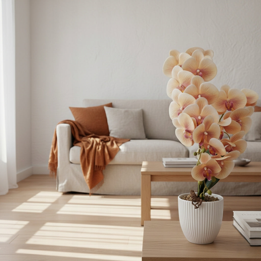 Storczyk w Doniczce Żółty 58 cm Orchidea Kwiat Sztuczny Doniczkowy Ozdobny